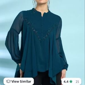 Dark Teal Lightweight Long Sleeve Collared Shirt